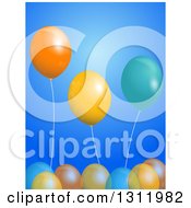 Poster, Art Print Of Background Of 3d Party Balloons Over Blue