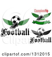 Poster, Art Print Of Winged Cleats And Soccer Balls With Text