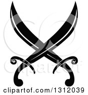Clipart Of A Black And White Crossed Swords Version 25 Royalty Free Vector Illustration