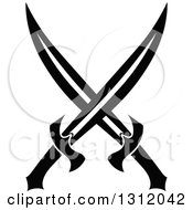 Clipart Of A Black And White Crossed Swords Version 36 Royalty Free Vector Illustration