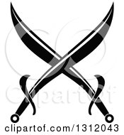 Clipart Of A Black And White Crossed Swords Version 26 Royalty Free Vector Illustration