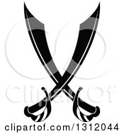 Clipart Of A Black And White Crossed Swords Version 27 Royalty Free Vector Illustration