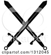 Clipart Of A Black And White Crossed Swords Version 28 Royalty Free Vector Illustration