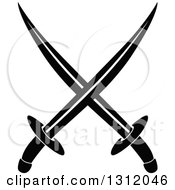 Clipart Of A Black And White Crossed Swords Version 29 Royalty Free Vector Illustration