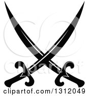 Clipart Of A Black And White Crossed Swords Version 32 Royalty Free Vector Illustration