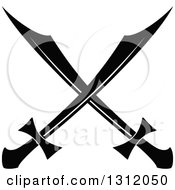 Clipart Of A Black And White Crossed Swords Version 33 Royalty Free Vector Illustration