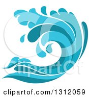 Poster, Art Print Of Blue Splash Or Surf Wave 5