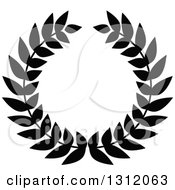 Clipart Of A Black And White Laurel Wreath 17 Royalty Free Vector Illustration