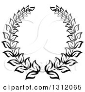 Clipart Of A Black And White Laurel Wreath 21 Royalty Free Vector Illustration