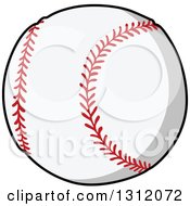 Clipart Of A Cartoon Baseball With Red Stitches Royalty Free Vector Illustration