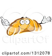 Clipart Of A Cartoon Croissant Character Holding Up A Finger Royalty Free Vector Illustration