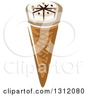 Poster, Art Print Of Cartoon Waffle Ice Cream Cone With Nuts And Fudge