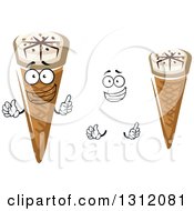 Clipart Of A Cartoon Face Hands And Waffle Ice Cream Cones Royalty Free Vector Illustration