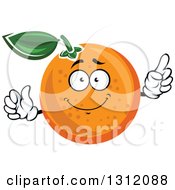 Clipart Of A Cartoon Navel Orange Character Holding Up A Finger Royalty Free Vector Illustration