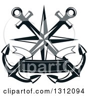 Clipart Of Dark Blue Crossed Anchors With A Nautical Star And Ribbon Banner Royalty Free Vector Illustration