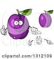 Clipart Of A Cartoon Face Hands And Plums Royalty Free Vector Illustration
