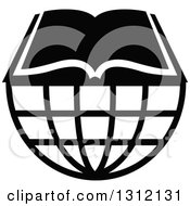 Poster, Art Print Of Black And White Open Book On A Wire Globe