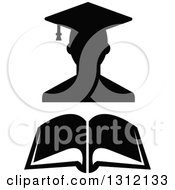 Poster, Art Print Of Black And White Graduate Wearing A Cap Over An Open Book