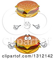 Poster, Art Print Of Cartoon Face Hands And Cheeseburgers