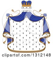 Patterned Royal Mantle With A Blue Crown And Drapes
