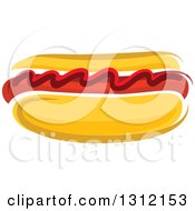 Cartoon Hot Dog With Ketchup