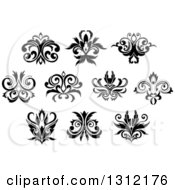 Poster, Art Print Of Black And White Vintage Floral Design Elements 11