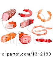 Clipart Of Ham And Sausage Royalty Free Vector Illustration