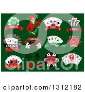 Poster, Art Print Of Joker Dice And Playing Card Casino Designs On Green