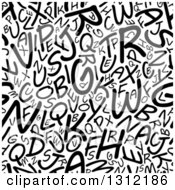 Poster, Art Print Of Seamless Background Pattern Of Black And White Capital Alphabet Letters 2