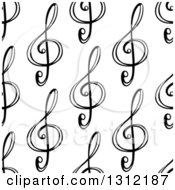 Poster, Art Print Of Seamless Background Pattern Of Black And White Music Notes