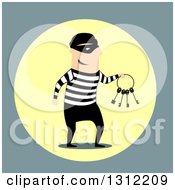 Poster, Art Print Of Flat Design Of A Male Robber Holding Keys