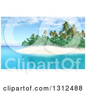 Poster, Art Print Of 3d Tropical Island With Palm Trees And Blue Water