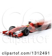 Poster, Art Print Of 3d F1 Red Race Car With Blur Effect On White