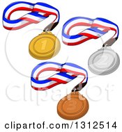 Poster, Art Print Of First Second And Third Sports Placement Medals On Ribbons