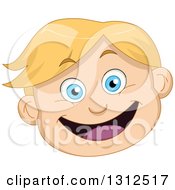 Poster, Art Print Of Happy Blond Haired Blue Eyed Caucasian Boys Face