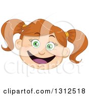 Clipart Of A Happy Brunette Green Eyed Caucasian Girls Face Royalty Free Vector Illustration