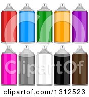 Clipart Of Cartoon Colorful Cans Of Spray Paint Royalty Free Vector Illustration