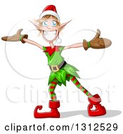 Poster, Art Print Of Cartoon Welcoming Christmas Elf With Open Arms