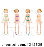 Poster, Art Print Of Dirty Bond Caucasian Woman Wearing Different Colored Bikinis And Heels