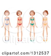 Clipart Of A Caucasian Woman Wearing Different Colored Bikinis And Heels Royalty Free Vector Illustration