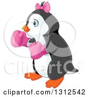 Poster, Art Print Of Cute Female Penguin Wearing Pink Boxing Gloves