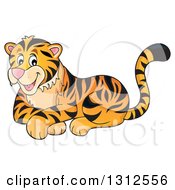 Poster, Art Print Of Cartoon Happy Resting Tiger
