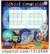 Poster, Art Print Of School Time Table With Aliens