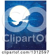 Poster, Art Print Of Shining Full Moon Clouds And Flares In A Night Sky