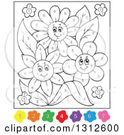 Clipart Of Color By Number Flowers Royalty Free Vector Illustration