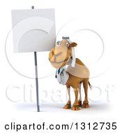 Clipart Of A 3d Arabian Doctor Camel By A Blank Sign Royalty Free Illustration by Julos