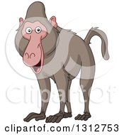 Cartoon Happy Baboon Monkey