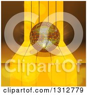 Poster, Art Print Of 3d Gold Disco Ball On A Step Over Lights And Flares