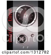 Poster, Art Print Of 3d Metal Speaker And Clock Panel Over Perforated Metal With Music Time Text
