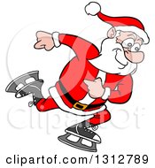 Cartoon Santa Claus Ice Skating